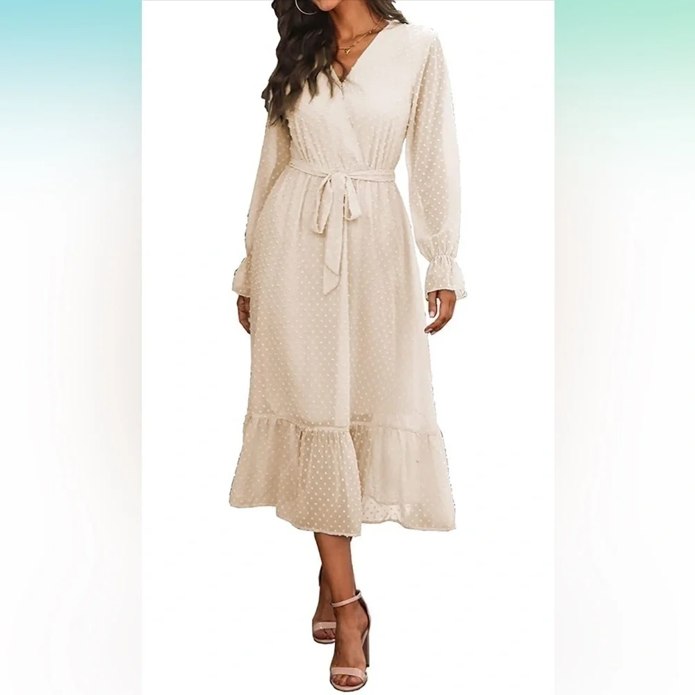 Women’s Long Sleeve Blush Pink Dress, Size Medium, A-line Baptism Easter - Picture 1 of 5